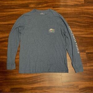 Vineyard Vines Blue Long Sleeve Tee with Crew Neck and Logo